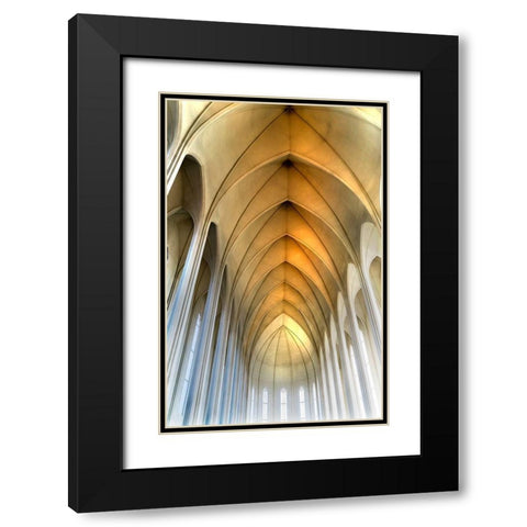Tall Columns Windows Ceiling Hallgrimskirkja Large Lutheran Church-Reykjavik-Iceland  Black Modern Wood Framed Art Print with Double Matting by Perry, William