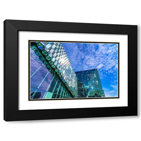 Modern glass concert hall-Reykjavik-Iceland Black Modern Wood Framed Art Print with Double Matting by Perry, William