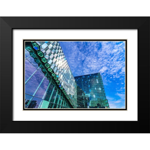 Modern glass concert hall-Reykjavik-Iceland Black Modern Wood Framed Art Print with Double Matting by Perry, William