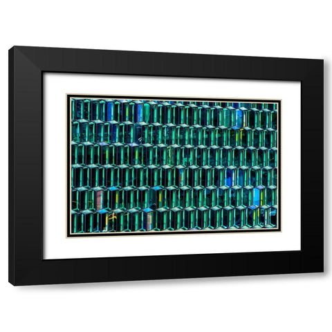Modern glass abstract background concert hall-Reykjavik-Iceland  Black Modern Wood Framed Art Print with Double Matting by Perry, William