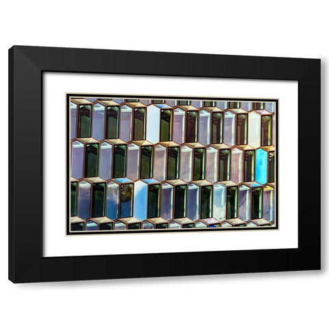 Modern glass abstract background concert hall-Reykjavik-Iceland Black Modern Wood Framed Art Print with Double Matting by Perry, William