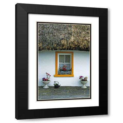 Ireland, Co Clare A thatch-roofed cottage Black Modern Wood Framed Art Print with Double Matting by Flaherty, Dennis