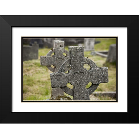 Ireland, Co Mayo, Achill Isl Celtic gravestones Black Modern Wood Framed Art Print with Double Matting by Kaveney, Wendy