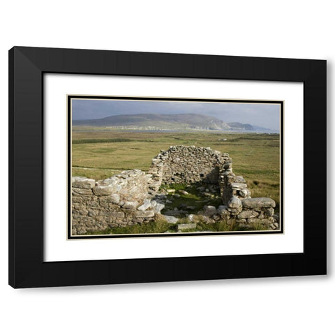 Ireland, Mayo, Achill Island Ruins at Slievemore Black Modern Wood Framed Art Print with Double Matting by Kaveney, Wendy