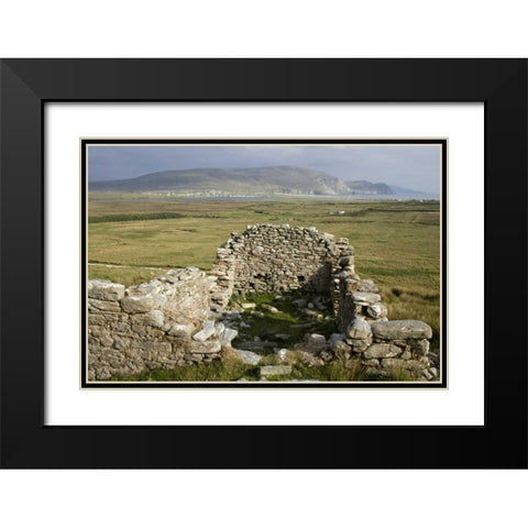Ireland, Mayo, Achill Island Ruins at Slievemore Black Modern Wood Framed Art Print with Double Matting by Kaveney, Wendy