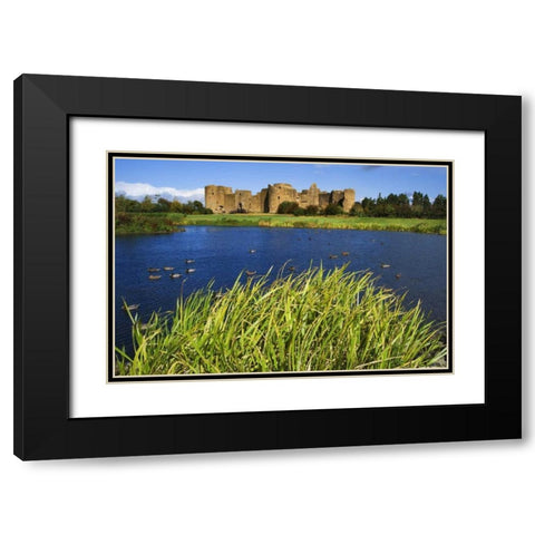 Ireland, Roscommon Ruins of Roscommon Castle Black Modern Wood Framed Art Print with Double Matting by Flaherty, Dennis