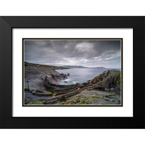 Europe-Ireland-Eyeries-Landscape with the Beara Bowl rock formation Black Modern Wood Framed Art Print with Double Matting by Jaynes Gallery