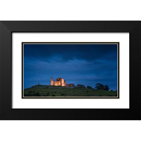 Europe-Ireland-Cashel-Rock of Cashel ruins at sunset Black Modern Wood Framed Art Print with Double Matting by Jaynes Gallery