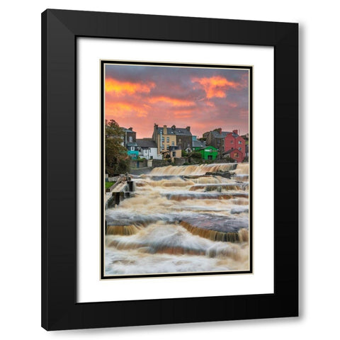 Ennistymon Falls on the Cullenagh River in Ennistymon-Ireland Black Modern Wood Framed Art Print with Double Matting by Haney, Chuck
