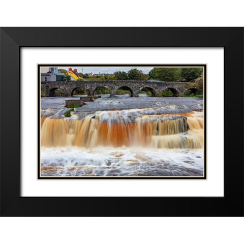 Ennistymon Falls on the Cullenagh River in Ennistymon-Ireland Black Modern Wood Framed Art Print with Double Matting by Haney, Chuck