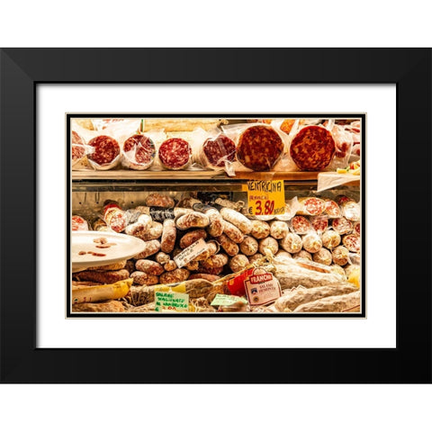 Italy-Rome Piazza della Rotunda-meat at Salami Antica Black Modern Wood Framed Art Print with Double Matting by Jones, Alison