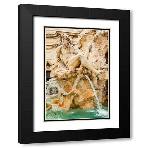 Italy-Rome Piazza Navona-Fountain of the Four Rivers  Black Modern Wood Framed Art Print with Double Matting by Jones, Alison