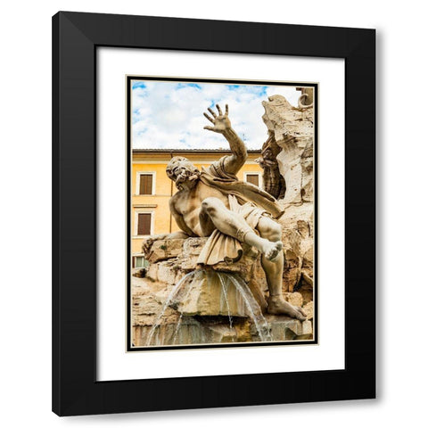 Italy-Rome Piazza Navona-Fountain of the Four Rivers  Black Modern Wood Framed Art Print with Double Matting by Jones, Alison