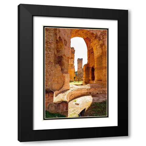 Italy-Rome Baths of Caracalla-where water supplied by new branch of Aqua Marcia  Black Modern Wood Framed Art Print with Double Matting by Jones, Alison