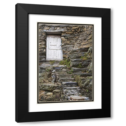 Italy, Vernazza Rock steps lead to an old door Black Modern Wood Framed Art Print with Double Matting by Flaherty, Dennis