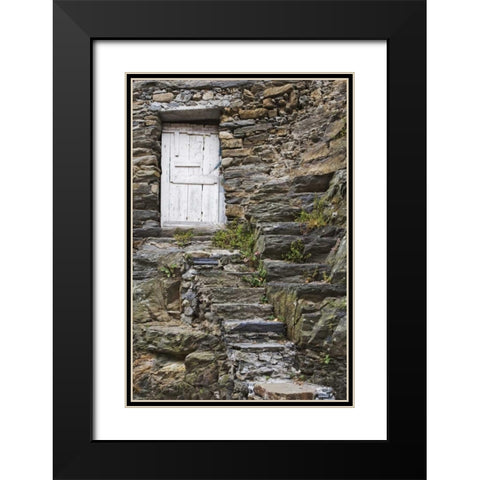 Italy, Vernazza Rock steps lead to an old door Black Modern Wood Framed Art Print with Double Matting by Flaherty, Dennis