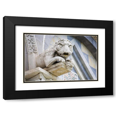 Italy, Pisa A gargoyle above door of Duomo Pisa Black Modern Wood Framed Art Print with Double Matting by Flaherty, Dennis