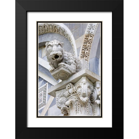 Italy, Pisa A gargoyle above door of Duomo Pisa Black Modern Wood Framed Art Print with Double Matting by Flaherty, Dennis