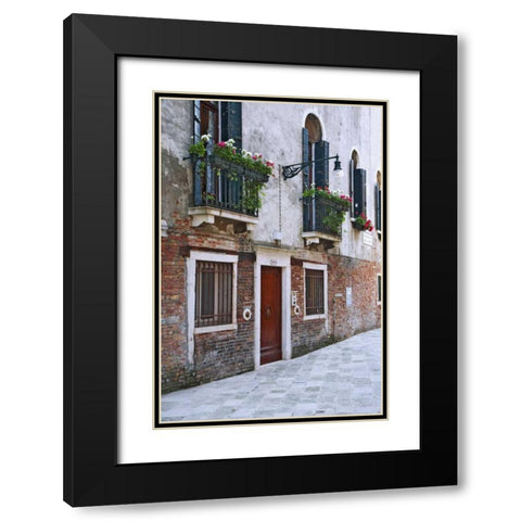Italy, Venice A residential side street Black Modern Wood Framed Art Print with Double Matting by Flaherty, Dennis