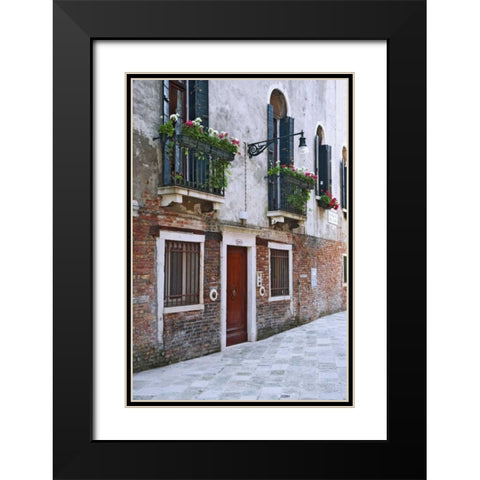 Italy, Venice A residential side street Black Modern Wood Framed Art Print with Double Matting by Flaherty, Dennis