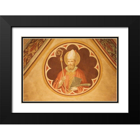 Italy, Fiesole Cathedral San Romolo Fresco Black Modern Wood Framed Art Print with Double Matting by Flaherty, Dennis