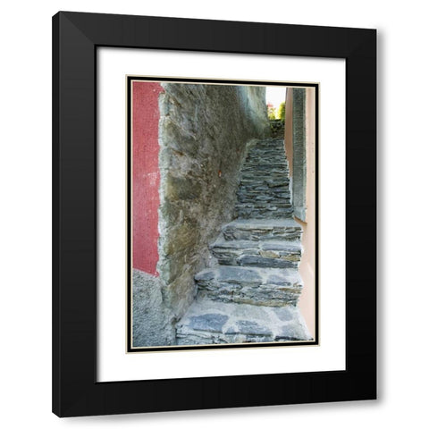 Italy A narrow walkway in Manarola, Cinque Terre Black Modern Wood Framed Art Print with Double Matting by Flaherty, Dennis