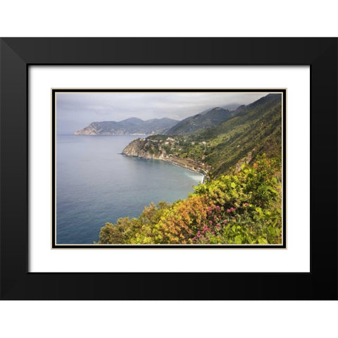 Italy, Cinque Terre Coastal shoreline lookout Black Modern Wood Framed Art Print with Double Matting by Flaherty, Dennis