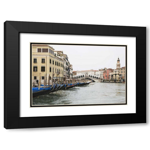 Italy, Venice Gondolas along the Grand Canal Black Modern Wood Framed Art Print with Double Matting by Flaherty, Dennis