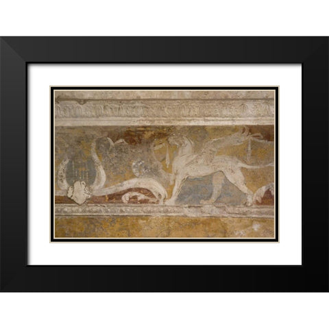 Italy, Pompeii Fresco details in the Forum Baths Black Modern Wood Framed Art Print with Double Matting by Kaveney, Wendy