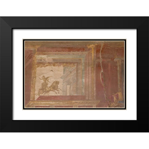Italy, Campania, Pompeii Fresco in the Macellum Black Modern Wood Framed Art Print with Double Matting by Kaveney, Wendy