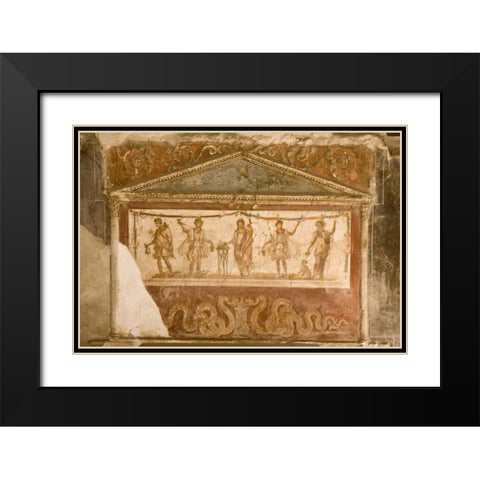 Italy, Campania, Pompeii House and caupona Black Modern Wood Framed Art Print with Double Matting by Kaveney, Wendy