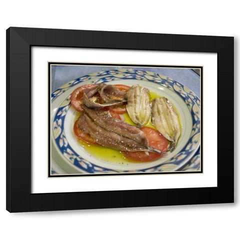 Italy, Camogli Plate of anchovies Black Modern Wood Framed Art Print with Double Matting by Kaveney, Wendy