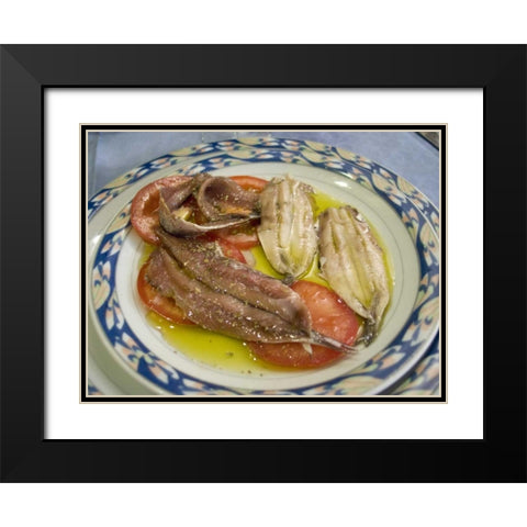 Italy, Camogli Plate of anchovies Black Modern Wood Framed Art Print with Double Matting by Kaveney, Wendy
