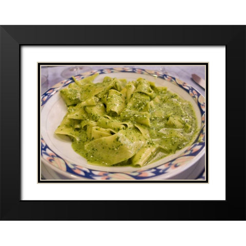 Italy, Camogli Plate of pasta with pesto sauce Black Modern Wood Framed Art Print with Double Matting by Kaveney, Wendy