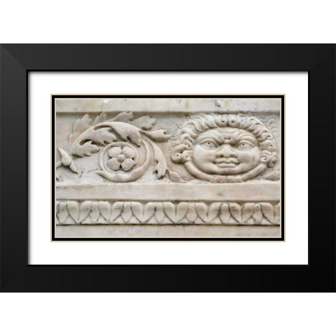 Italy, Campania, Herculaneum Details of carvings Black Modern Wood Framed Art Print with Double Matting by Kaveney, Wendy