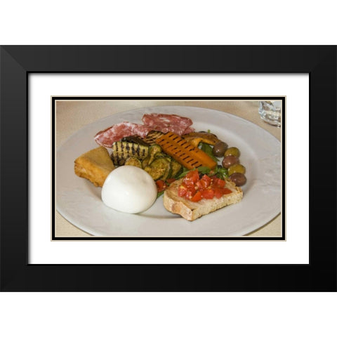 Italy, Naples Variety of antipasti appetizers Black Modern Wood Framed Art Print with Double Matting by Kaveney, Wendy