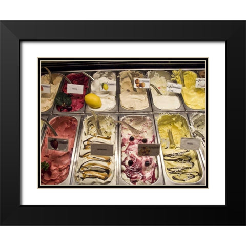 Italy, Parma Many flavors of gelato for sale Black Modern Wood Framed Art Print with Double Matting by Kaveney, Wendy