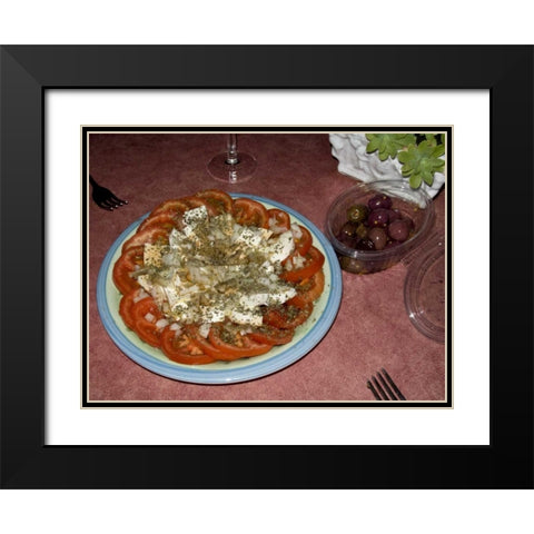 Italy, Positano Plate of antipasti appetizer Black Modern Wood Framed Art Print with Double Matting by Kaveney, Wendy