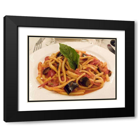 Italy, Positano Plate of pasta and eggplant Black Modern Wood Framed Art Print with Double Matting by Kaveney, Wendy