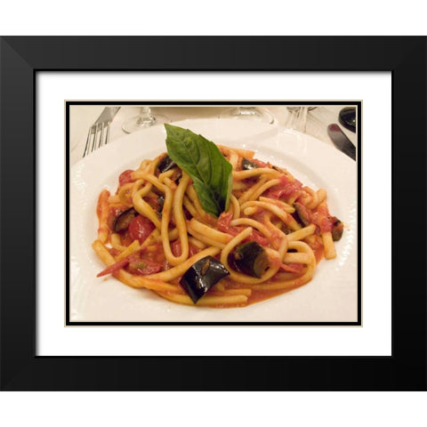 Italy, Positano Plate of pasta and eggplant Black Modern Wood Framed Art Print with Double Matting by Kaveney, Wendy