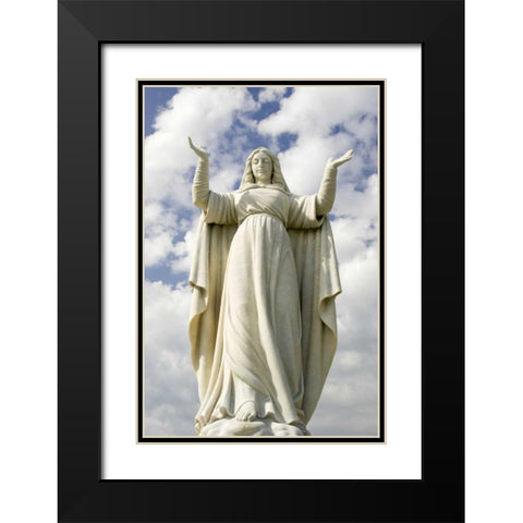 Italy, A statue of Santa Margherita Black Modern Wood Framed Art Print with Double Matting by Kaveney, Wendy