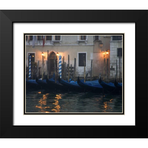 Italy, Venice Gondolas moored in early morning Black Modern Wood Framed Art Print with Double Matting by Young, Bill