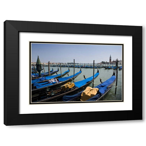 Italy, Venice A row of gondolas docked Black Modern Wood Framed Art Print with Double Matting by Kaveney, Wendy