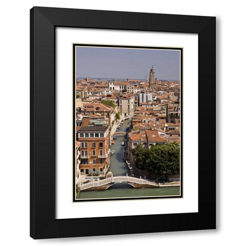 Italy, Venice Aerial looking down a Venice canal Black Modern Wood Framed Art Print with Double Matting by Kaveney, Wendy