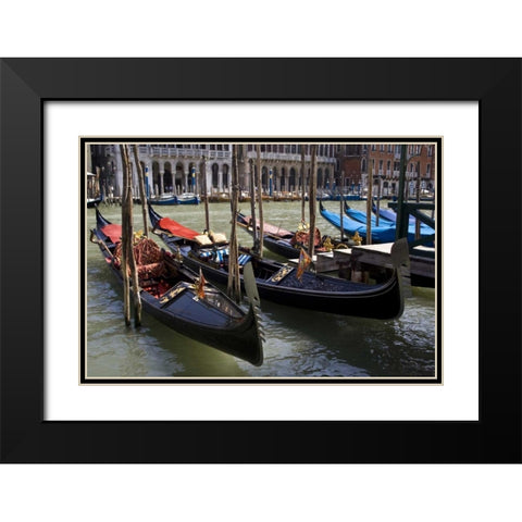 Italy, Venice Gondolas docked on the Grand Canal Black Modern Wood Framed Art Print with Double Matting by Kaveney, Wendy