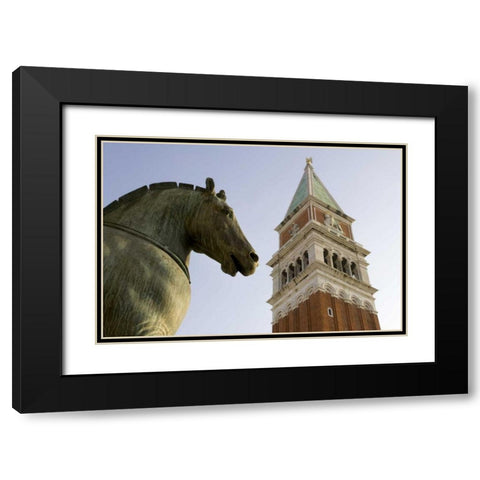 Italy, Venice San Marco Horse and Campanile Black Modern Wood Framed Art Print with Double Matting by Kaveney, Wendy
