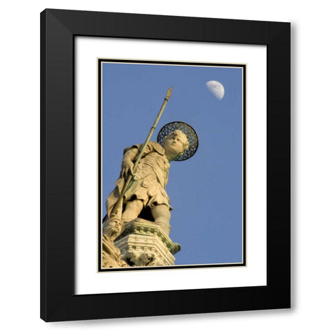Italy, Venice Basilica di San Marco and statue Black Modern Wood Framed Art Print with Double Matting by Kaveney, Wendy