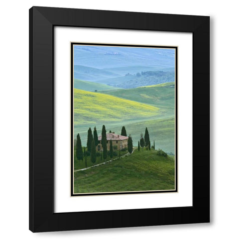 Italy, Tuscany Beautiful green countryside Black Modern Wood Framed Art Print with Double Matting by Flaherty, Dennis