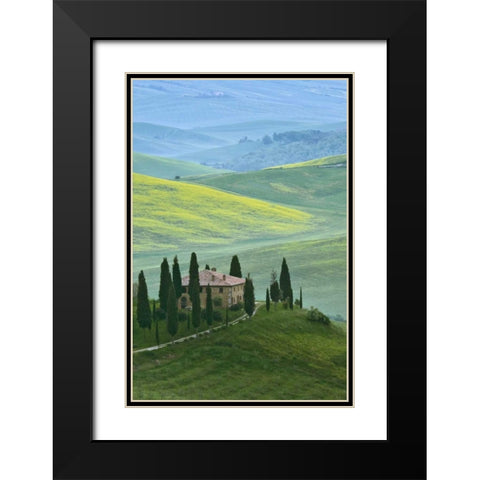 Italy, Tuscany Beautiful green countryside Black Modern Wood Framed Art Print with Double Matting by Flaherty, Dennis