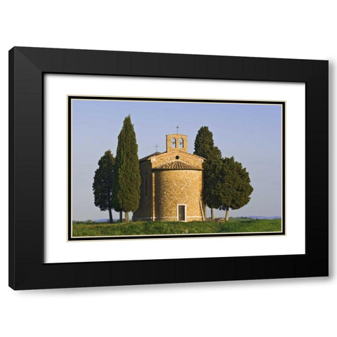 Italy, Tuscany Chapel of Vitaleta Black Modern Wood Framed Art Print with Double Matting by Flaherty, Dennis